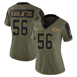 Limited George Karlaftis Women's Kansas City Chiefs 2021 Salute To Service Jersey - Olive