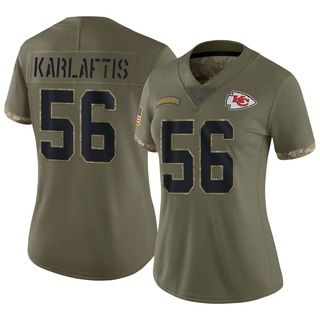 Limited George Karlaftis Women's Kansas City Chiefs 2022 Salute To Service Jersey - Olive